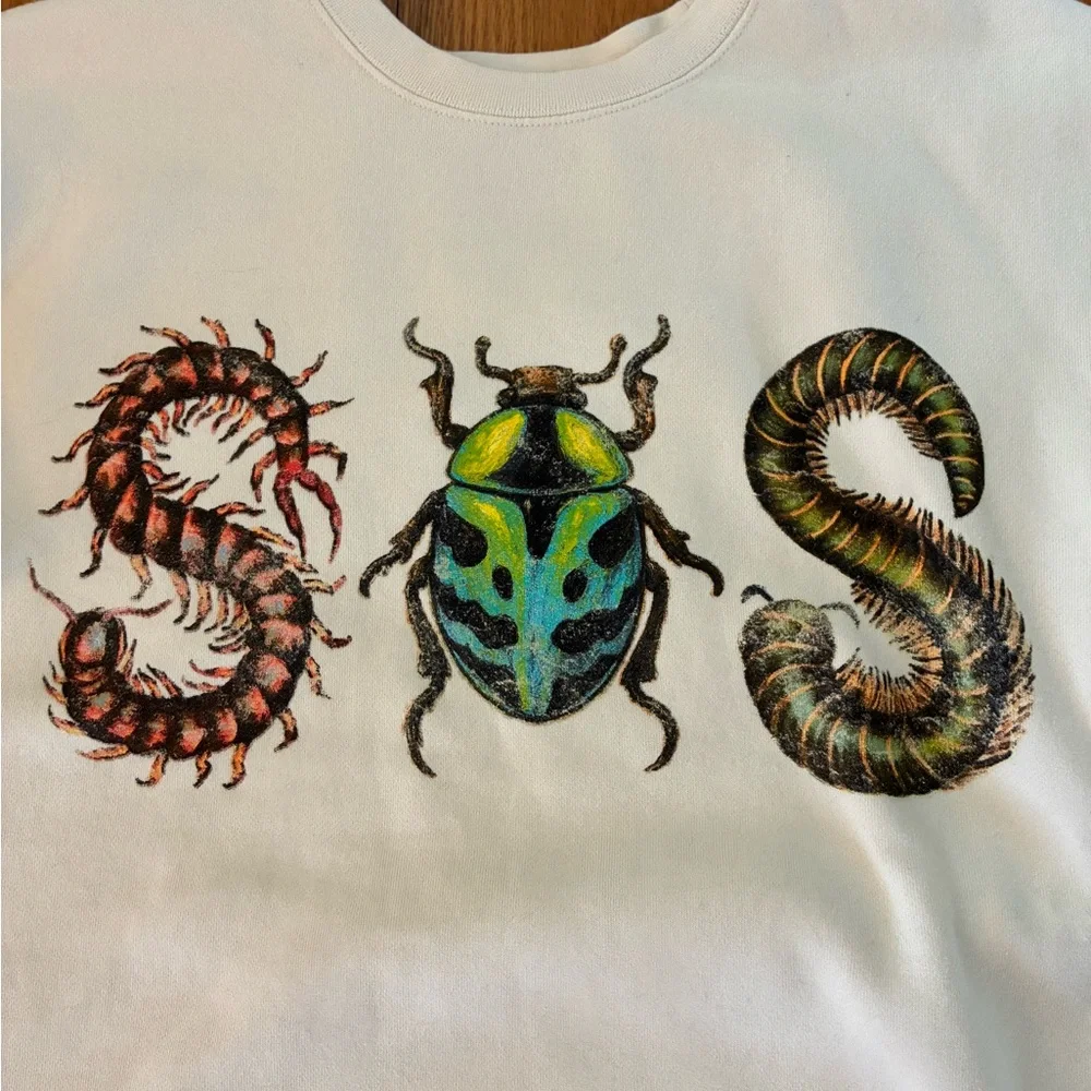 SZA SOS Bug Grand National Tour Crewneck Sweatshirt Size Medium Cream Color - Picture 3 of 9